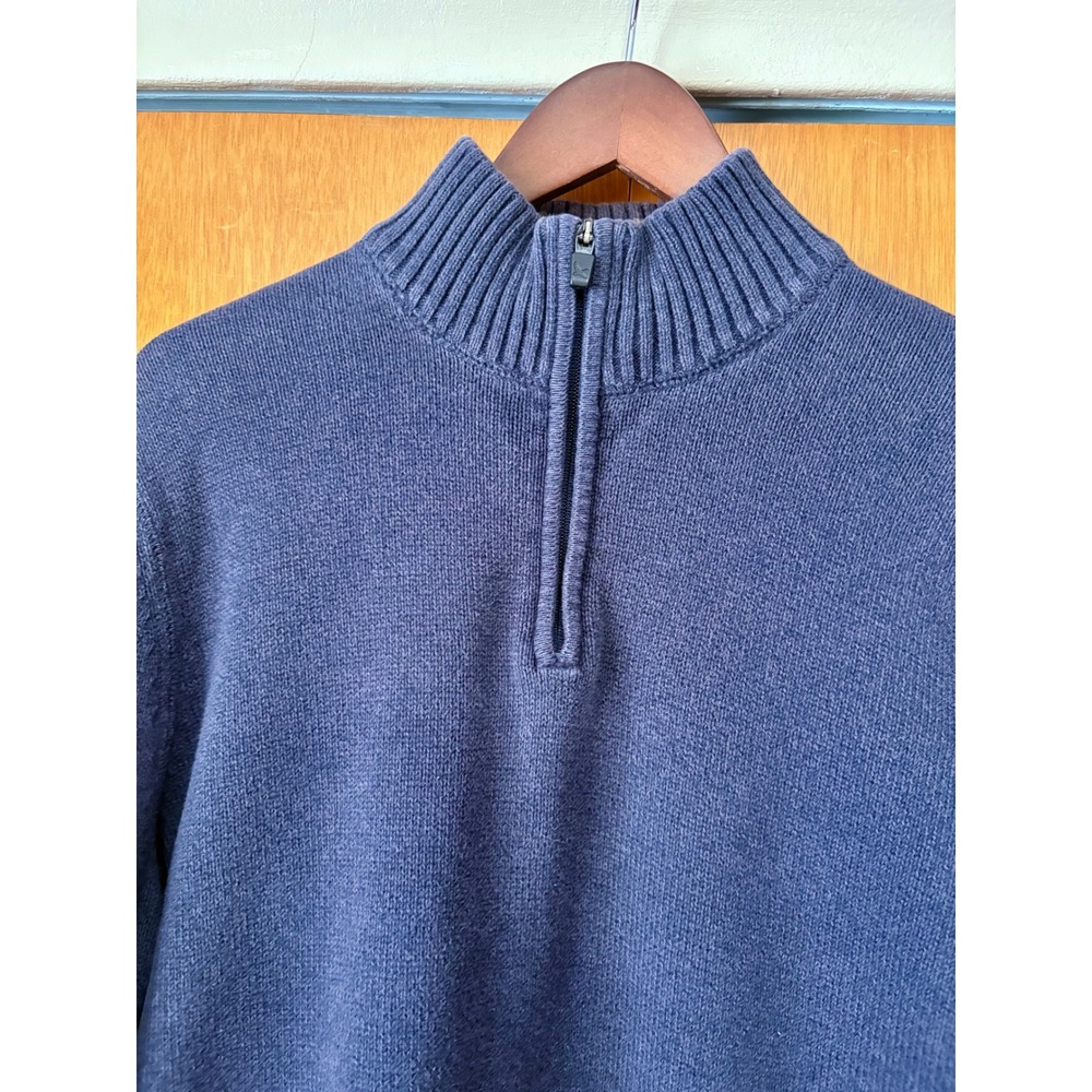 Eddie Bauer 1/4 Zip Mens 100% Cotton Mock Neck Trendy Sweater SzL Preppy School - Picture 4 of 8